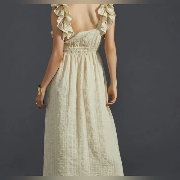 Anthropologie Mare Mare x cream striped maxi dress with pockets size XS - Picture 4 of 7